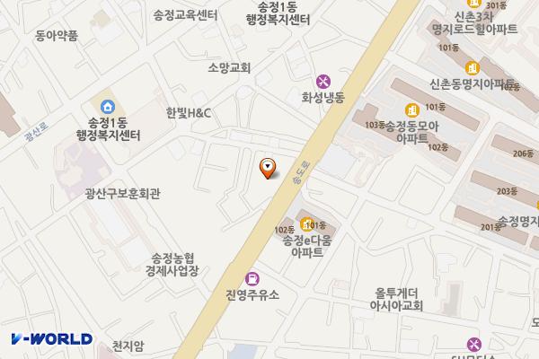 광산 송정점현대자동차 위치 지도 — 전남광주통합특별시 광산구 송도로 301
