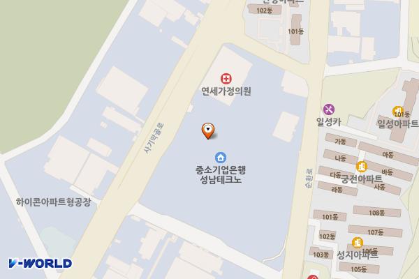 SKn테크노파크 위치 지도 — 경기도 성남시 중원구 사기막골로 124
