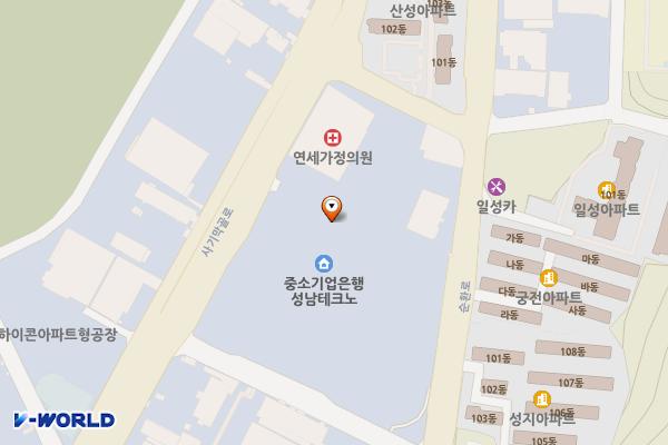 SKn테크노파크1(9층) 위치 지도 — 경기도 성남시 중원구 사기막골로 124