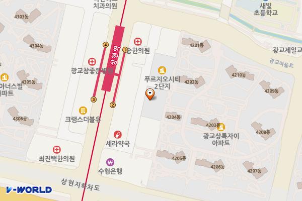 광교푸르지오시티3단지 위치 지도 — 경기도 용인시 수지구 광교중앙로296번길 14