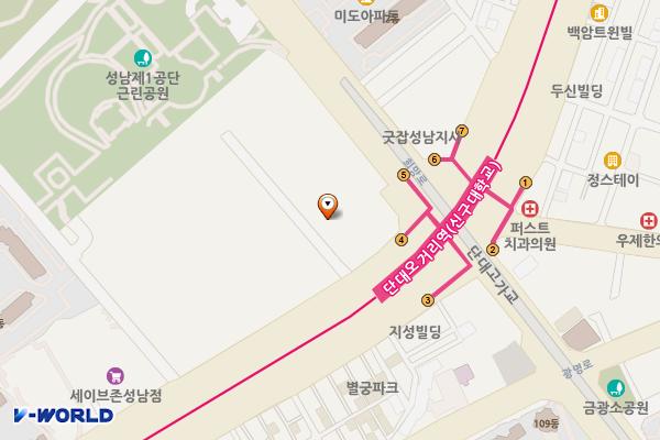 단대오거리역 공원(성남근린공원) 위치 지도 — 경기도 성남시 수정구 산성대로 지하365