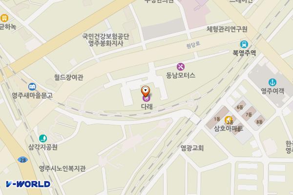 원당로 노상주차장(봉화삼거리↔광시당사거리↔그랜드컨벤션웨딩↔영주시탁구장) 위치 지도 — 경상북도 영주시 휴천동 40-2