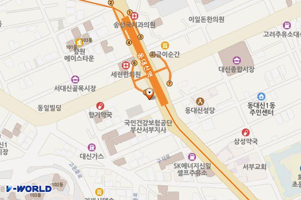 하나은행 동대신역점 급속충전소 위치 지도 — 부산광역시 서구 구덕로 287