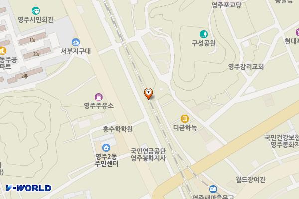 영주 철도 고가 하부 주차장 위치 지도 — 경상북도 영주시 영주동 470-24