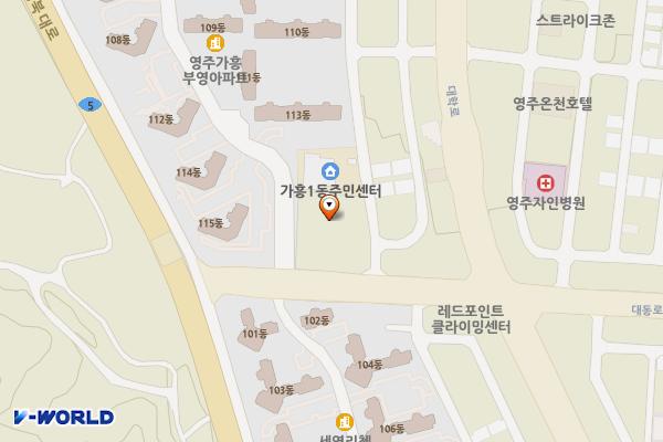 휴천동 현대1차아파트 인근 공영주차장 위치 지도 — 경상북도 영주시 휴천동 456-11