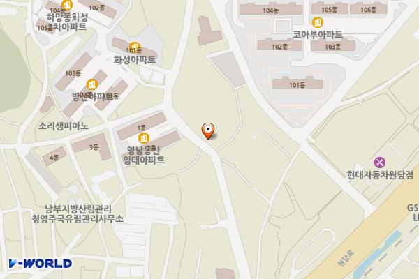 상망동 영남동산아파트 인근 공영주차장 위치 지도 — 경상북도 영주시 상망동 838-1