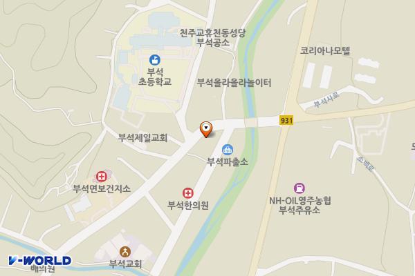 부석면 일원 공영주차장 위치 지도 — 경상북도 영주시 부석면 소천리 385-3