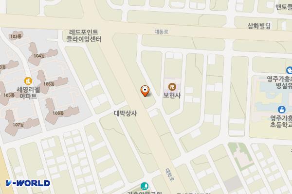 신도시 정도너츠 인근 주차장 위치 지도 — 경상북도 영주시 가흥동 1813