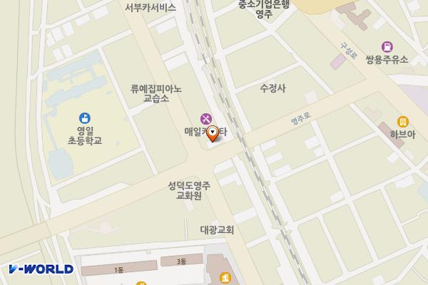 영주동 공영주차장(세운빌라↔상공회의소) 위치 지도 — 경상북도 영주시 영주동 489-4