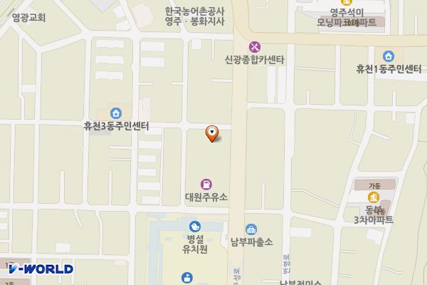 구성로 노상주차장(구 휴천3동사무소↔KT영주지사) 위치 지도 — 경상북도 영주시 휴천동 677