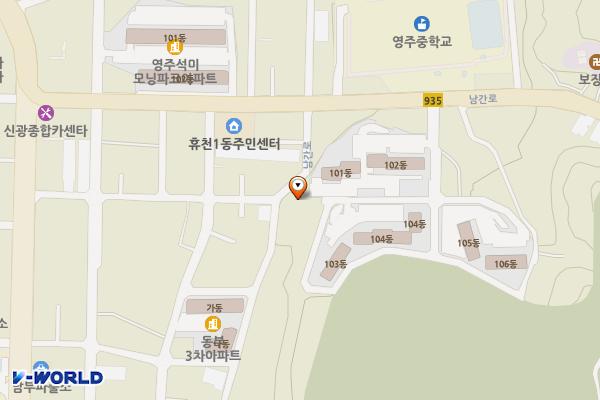 휴천1동 공영주차장 위치 지도 — 경상북도 영주시 휴천동 122-5(세림빌라 인근)