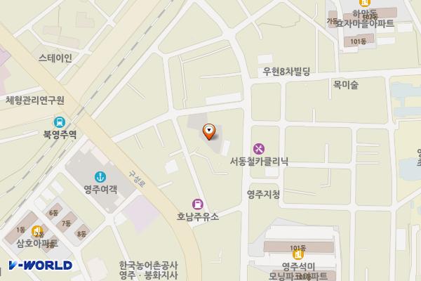 휴천1동 공영주차장 위치 지도 — 경상북도 영주시 휴천동 709-9(현대골든빌라 옆)