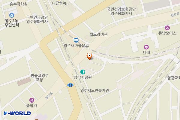 휴천3동 공영주차장 위치 지도 — 경상북도 영주시 휴천동 642-1081(세무서사거리 및)