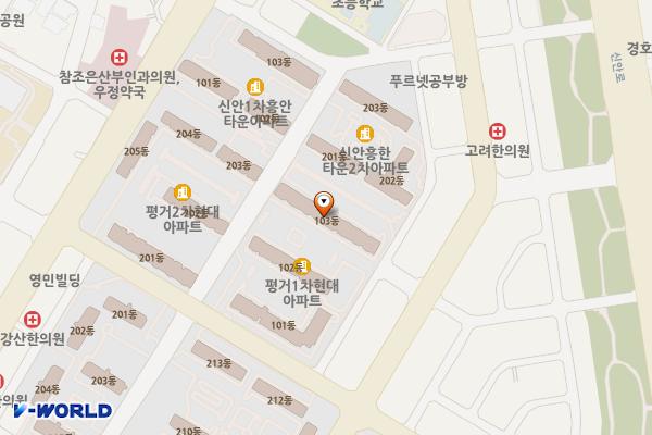 진주 평거1차현대아파트 2 위치 지도 — 경상남도 진주시 평거로115번길 5