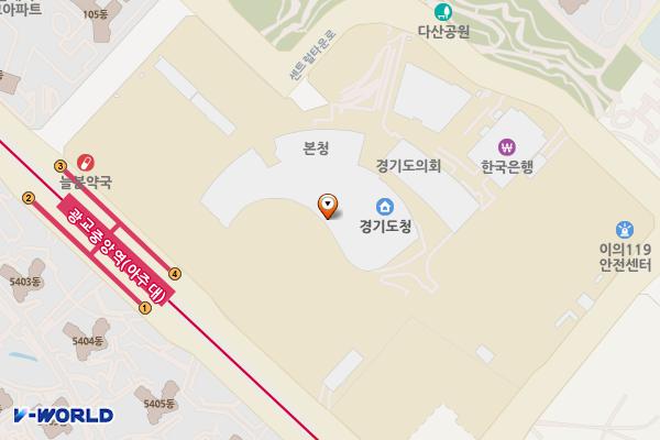 경기도교육청 남부청사 급속충전소 위치 지도 — 경기도 수원시 영통구 도청로 지하45