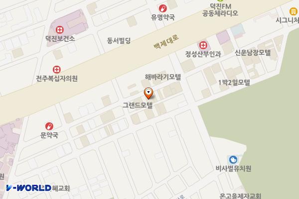 전주 피엔케이모텔 위치 지도 — 전북특별자치도 전주시 덕진구 도당산로 65-7