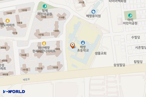 아산 배방초등학교 충전소 위치 지도 — 충청남도 아산시 배방읍 북수로25번길 11