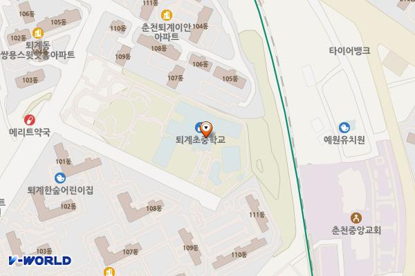춘천 퇴계초등학교 위치 지도 — 강원특별자치도 춘천시 안마산로 123