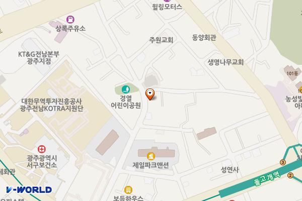 광주 에코하우스조성공사 급속충전소(조달청) 위치 지도 — 전남광주통합특별시 서구 경열로45번길 26