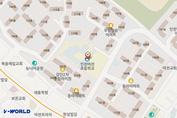 인천 마전초등학교 위치 지도 — 인천광역시 검단구 완정로34번길 23
