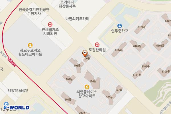 광교 메트로큐브오피스텔 위치 지도 — 경기도 수원시 영통구 센트럴타운로 85