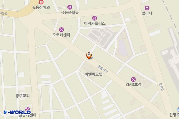 지천로 노상주차장(꽃동산로터리 ↔ 남부육거리) 위치 지도 — 경상북도 영주시 휴천동 642-241
