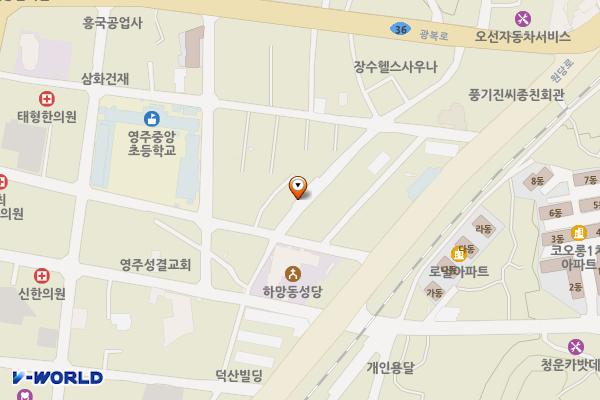 영주로 노상주차장 (하망동 성당 뒤편) 위치 지도 — 경상북도 영주시 하망동 450-23