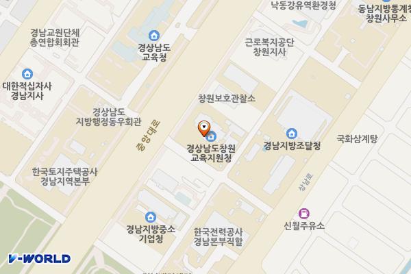 창원교육지원청 충전소 위치 지도 — 경남 창원시 성산구 중앙대로228번길 3 (신월동, 경상남도창원교육청)