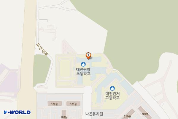 대전 원앙초등학교 위치 지도 — 대전 서구 관저북로 97 (관저동, 원앙초등학교)
