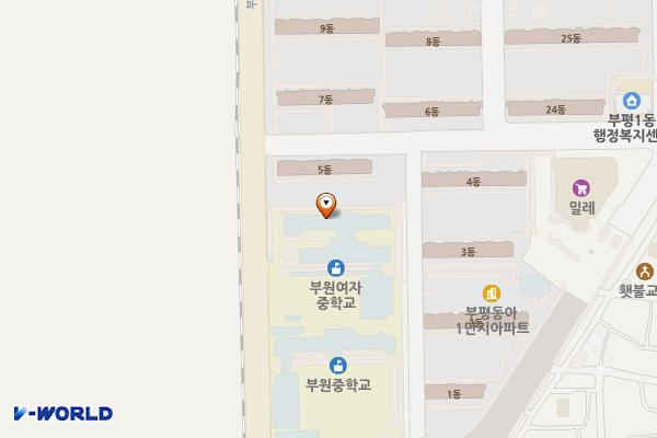 인천 부원여자중학교(NEWK) 위치 지도 — 인천광역시 부평구 부영로 88