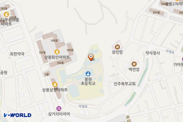 진주 봉원초등학교 위치 지도 — 경상남도 진주시 의병로 95-20