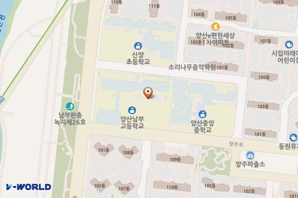 양산남부고등학교 위치 지도 — 경상남도 양산시 양주로 7