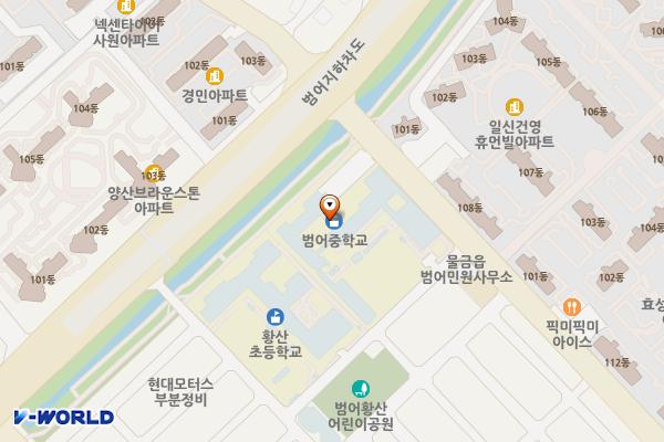 양산 양산범어중학교 위치 지도 — 경상남도 양산시 물금읍 범어로 14