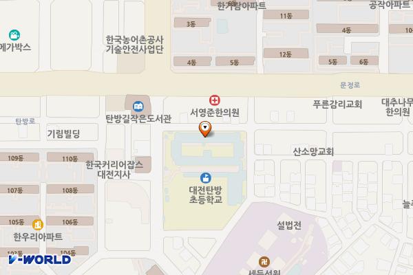 대전 탄방초등학교 위치 지도 — 대전광역시 서구 탄방로 15
