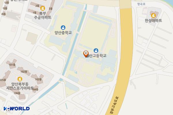 경남 양산고등학교 위치 지도 — 경상남도 양산시 호국학도병길 2