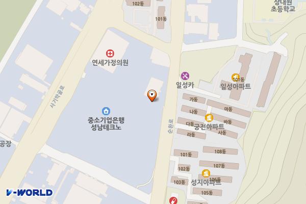 성남 SKN테크노파크넥스동 위치 지도 — 경기도 성남시 중원구 사기막골로 124