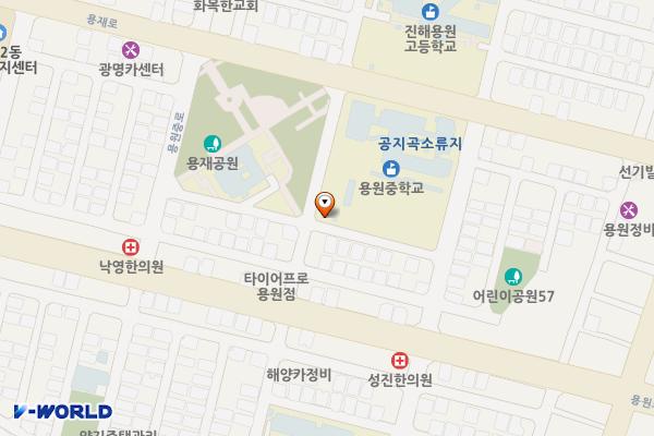 창원 진해용원중학교 위치 지도 — 경상남도 창원시 진해구 용원로77번길 16