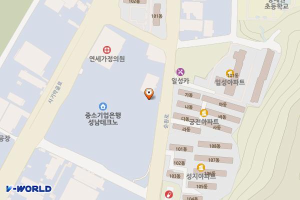 성남 SKN테크노파크넥스동 위치 지도 — 경기도 성남시 중원구 사기막골로 124
