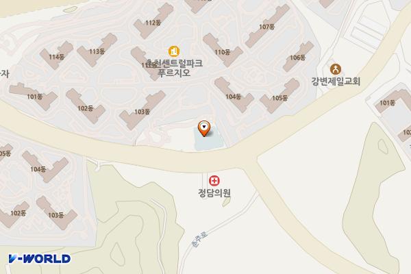 춘천교육지원청 온의유치원(조달청) 위치 지도 — 강원특별자치도 춘천시 스포츠타운길 495