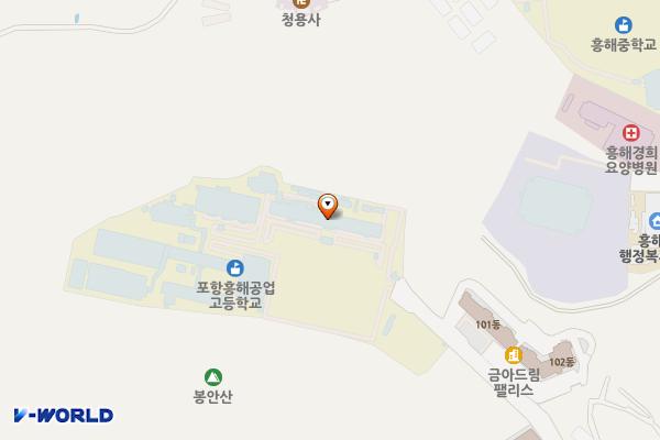 포항 흥해공업고등학교(조달청) 위치 지도 — 경상북도 포항시 북구 흥해읍 동해대로1475번길 42