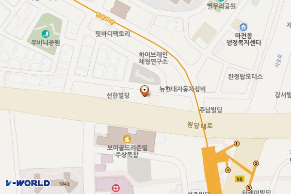 인천서구청 마전동 공영주차장 급속충전소 위치 지도 — 인천광역시 검단구 원당대로 631