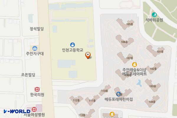 인천고등학교 급속충전소 위치 지도 — 인천광역시 미추홀구 경원대로 804
