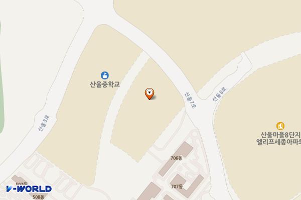 세종산울초등학교 위치 지도 — 세종특별자치시 산울7로 33 (산울동, 산울초등학교)