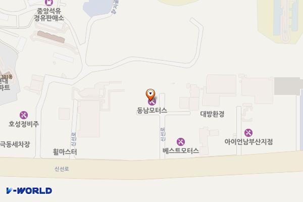동남모터스 위치 지도 — 부산광역시 남구 신선로 215-1