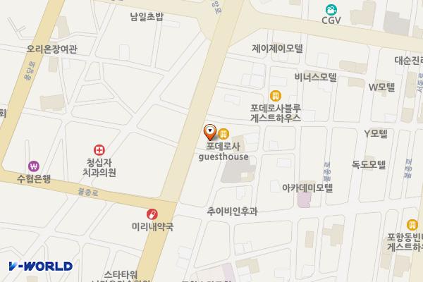 에일라호텔 위치 지도 — 경상북도 포항시 북구 중앙로294번길 3