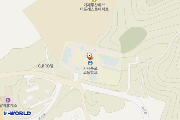 거제옥포고등학교 위치 지도 — 경상남도 거제시 연초면 국산로 27 (송정리, 거제옥포고등학교)