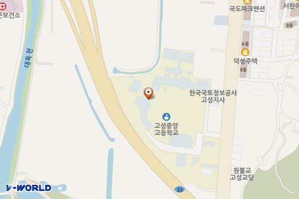 고성 중앙고등학교 위치 지도 — 경상남도 고성군 고성읍 남포로 45 (수남리)