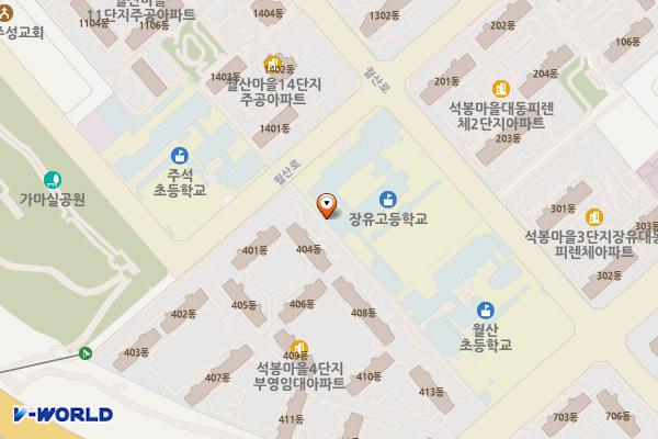 김해 장유고등학교 위치 지도 — 경상남도 김해시 월산로 77 (부곡동, 장유고등학교)