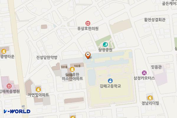 김해고등학교 위치 지도 — 경상남도 김해시 활천로24번길 29 (삼정동, 김해고등학교)