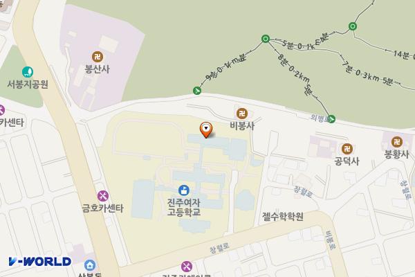 진주여자고등학교 위치 지도 — 경상남도 진주시 창렬로 185 (상봉동, 진주여자고등학교)
